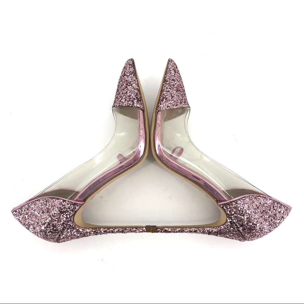 Aldo Pink Sequin Clear Cinderella Style Stiletto Heels - Picture 5 of 9